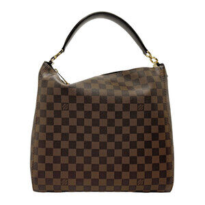 Louis Vuitton Damier Ebene Brown Portobello Handbag Canvas Brown Gold